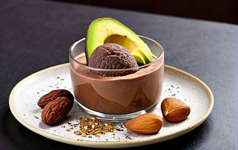 **Prompt 1: Guilt-Free Indulgence Reinvented**
A vibrant and appealing spread of heart-healthy desserts, showcasing a rich, silky avocado chocolate mousse in a clear glass, golden oat and date cookies arranged on a natural-toned plate, and a refreshing, brightly colored fruit sorbet. The scene highlights the natural and wholesome ingredients that compose them, such as fresh green avocados, plump dates, various nuts (almonds, walnuts), chia seeds, and pure cocoa powder, all artfully arranged on a clean, inviting surface. The ambiance is warm and inviting, emphasizing deliciousness, guilt-free indulgence, and the beauty of healthy eating, illuminated by soft, natural light.