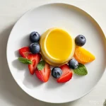 Home 19 디저트의 비주얼을 강조하는 방법 - **A vibrant deconstructed fruit tart on a clean white plate.**
A perfectly round, golden-yellow ...