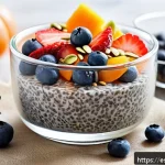 Home 23 다양한 슈퍼푸드를 활용한 건강 디저트 - A vibrant, close-up image of a rustic wooden table set with a variety of healthy dessert ingredients...