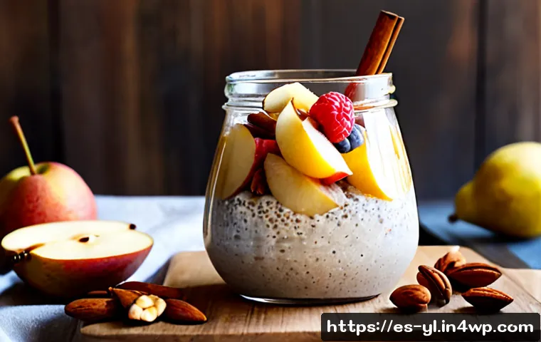 효능이 있는 향신료를 활용한 건강 디저트 - Photorealistic healthy dessert scene featuring creamy cinnamon chia pudding in a clear glass, topped...